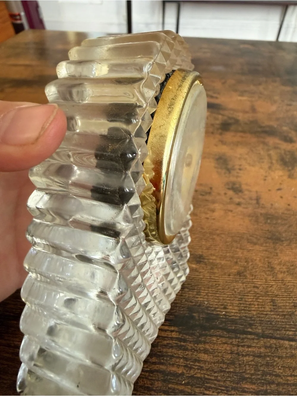 Crystal Table Clock with Gold Trim - Clear vintage